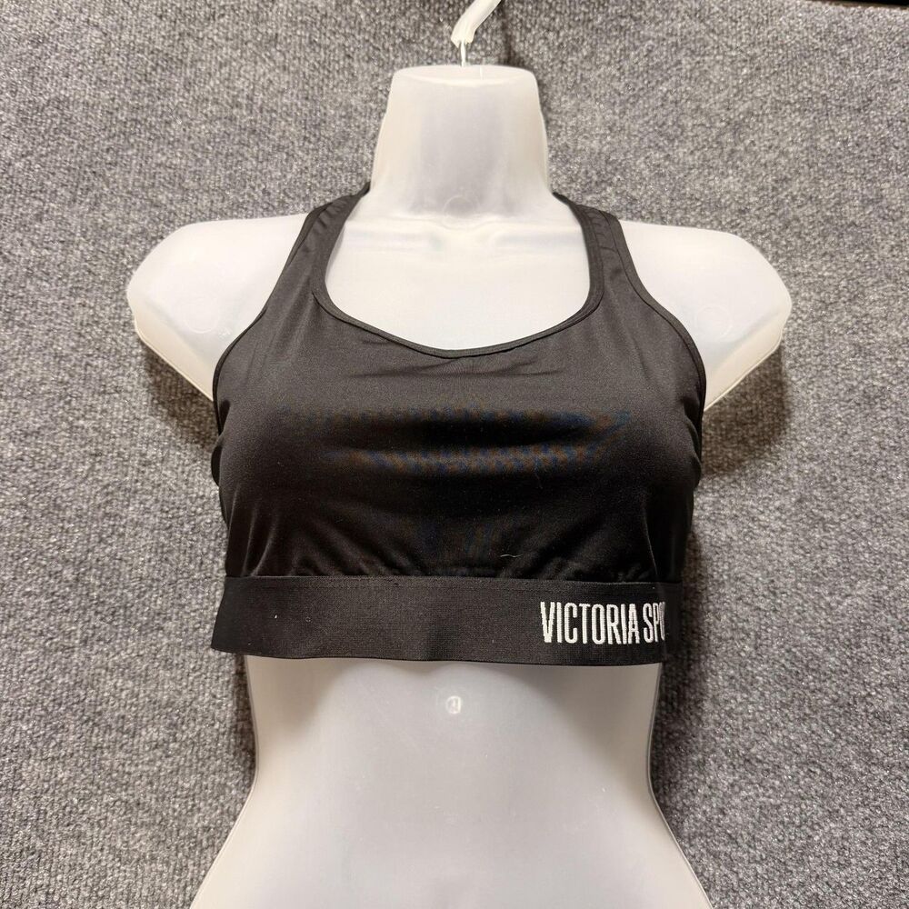 Victoria Sport Sports Bra Womens Medium Black Racerback Logo Pullover Stretch